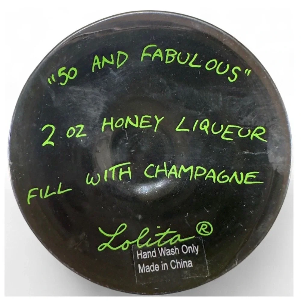 Lolita 50 and Fabulous Hand Painted‎ Wine Glass Birthday Celebration